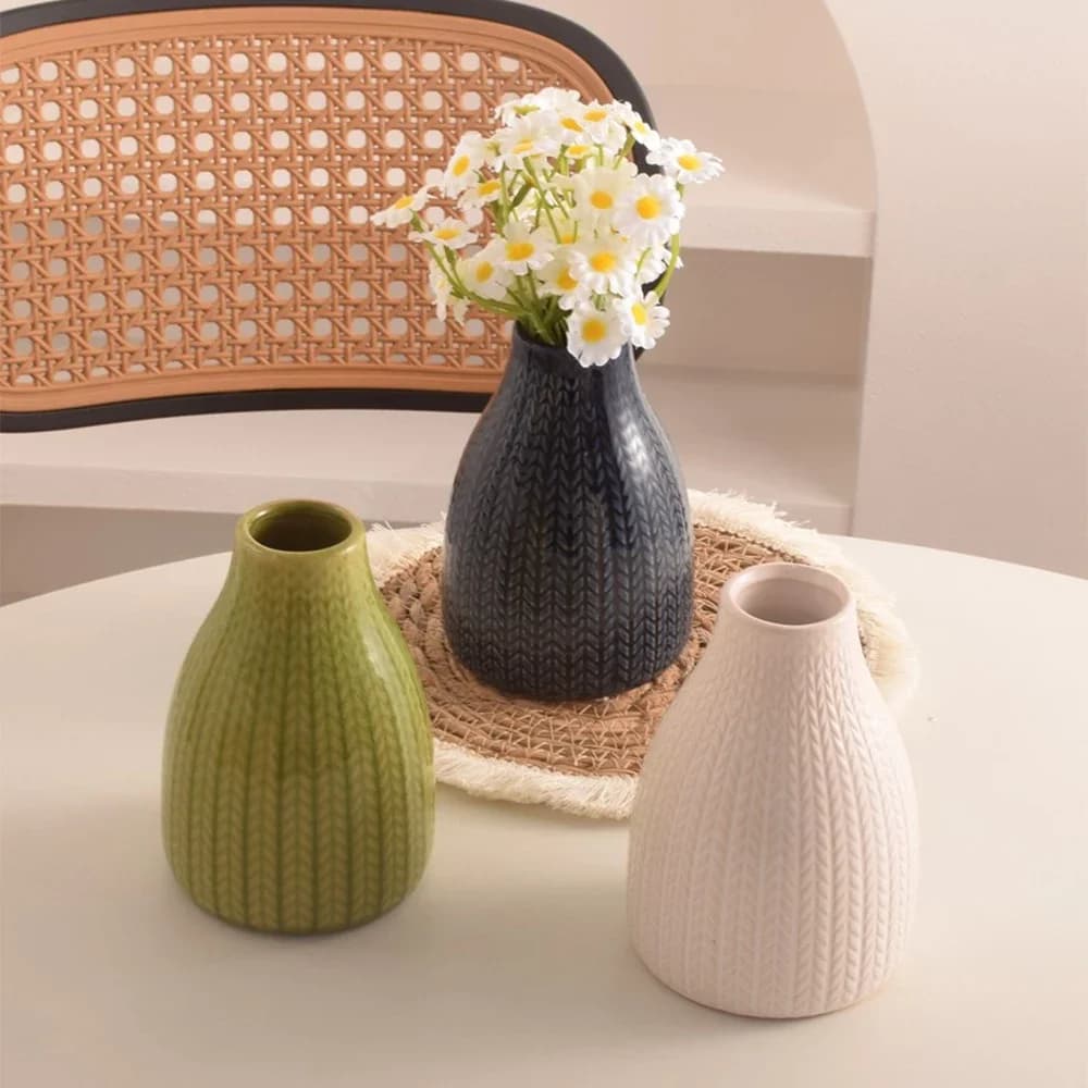 High Grade Ceramic Vase Decoration House Living Room Dried Flower Container Light Luxury Female Office Desk Ornament