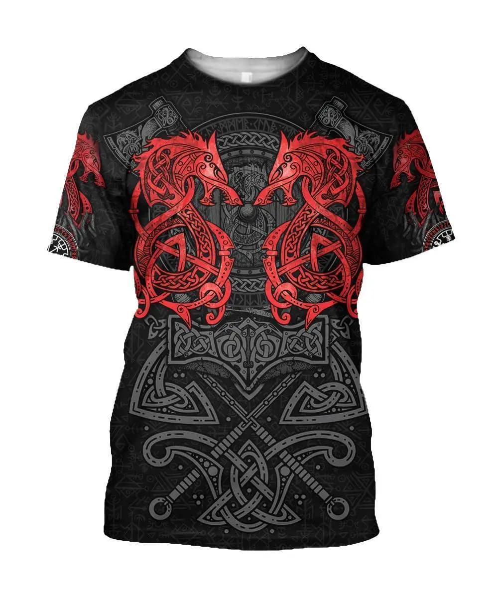 Summer Men t-shirt Mjolnir Odin Dragon Tattoo 3D Printed T-Shirt Harajuku Casual short Sleeve Tee shirts Unisex tops TX-195