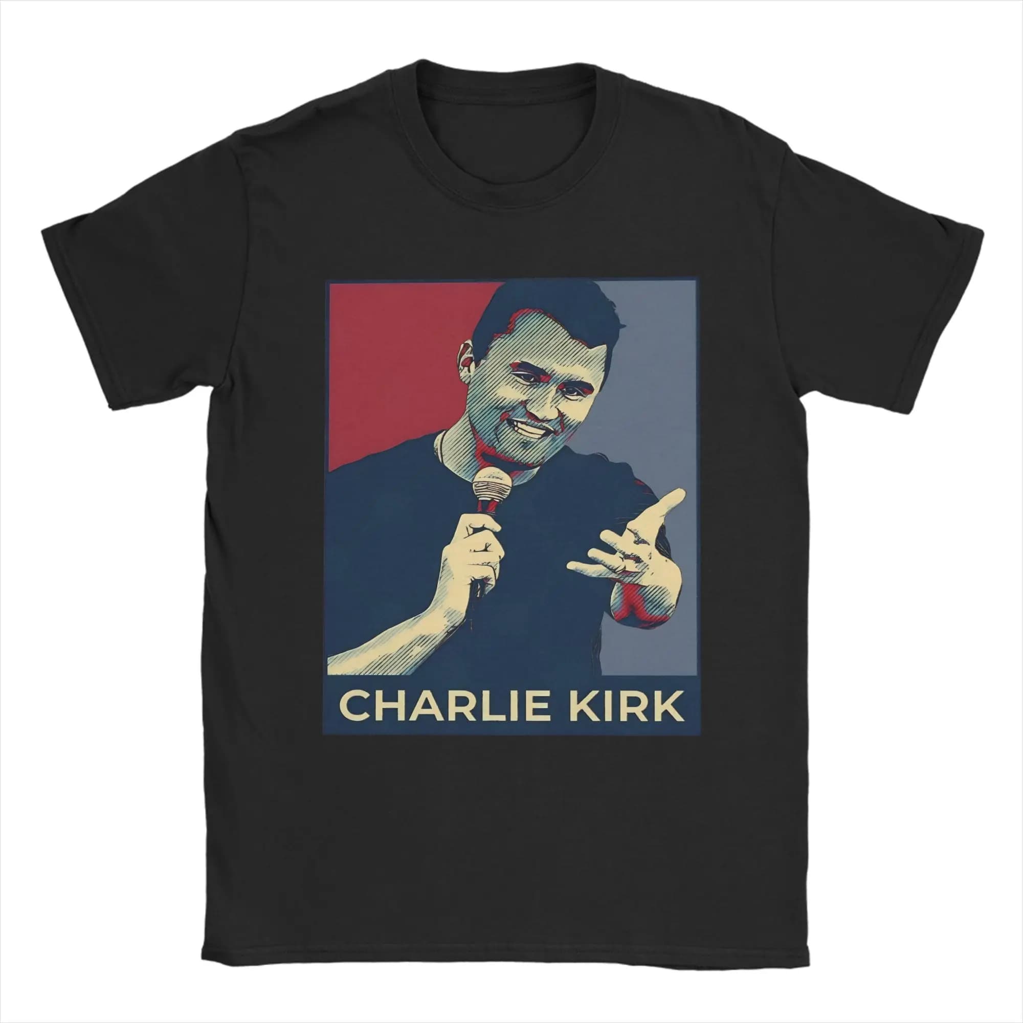 Charlie Kirk RIP Men T Shirts  Amazing Tee Shirt Short Sleeve Round Neck T-Shirts 100% Cotton Printing Clothing