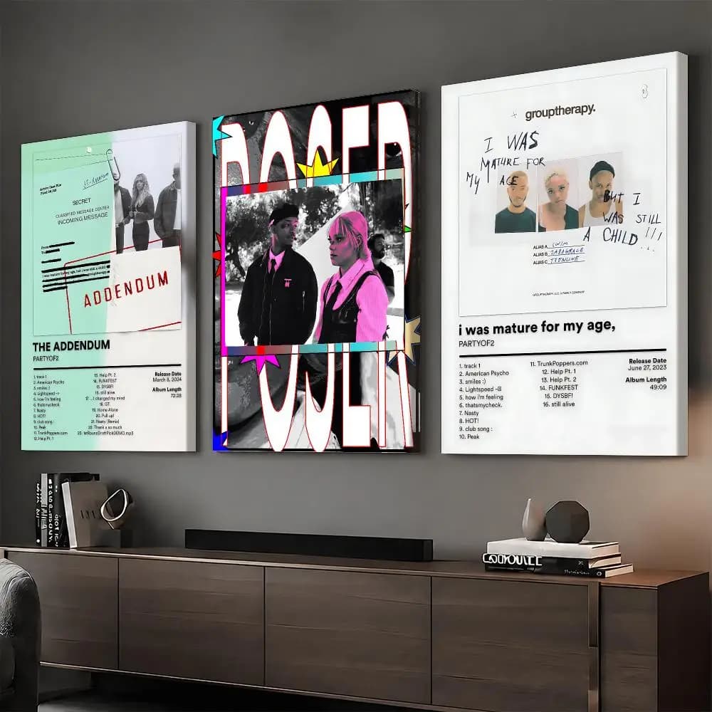 P-PARTYOF2 Music Album Painting Calligraphy HD Modern Style Inner Frame Canvas Poster Bedroom Room Hallway Wall Art Decor