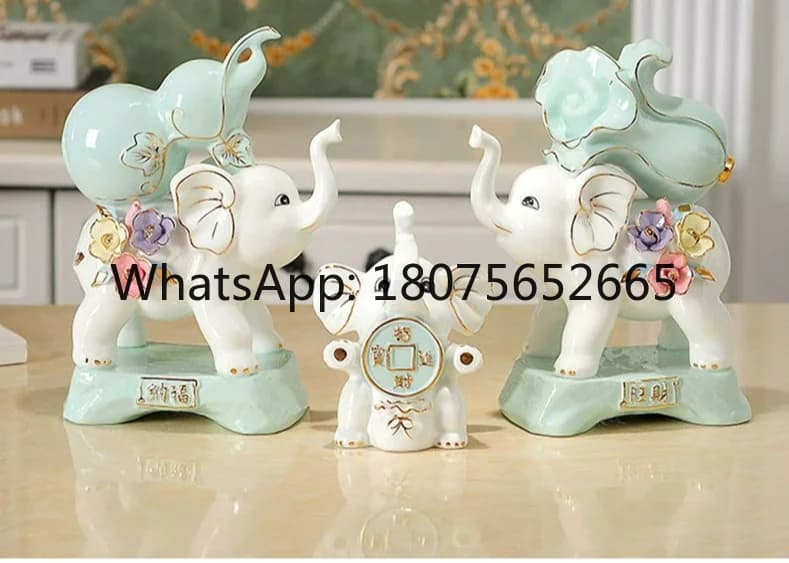 Elephant Lucky Ornament Wine Cabinet Soft Decoration Creative Ceramic Crafts Household Gifts