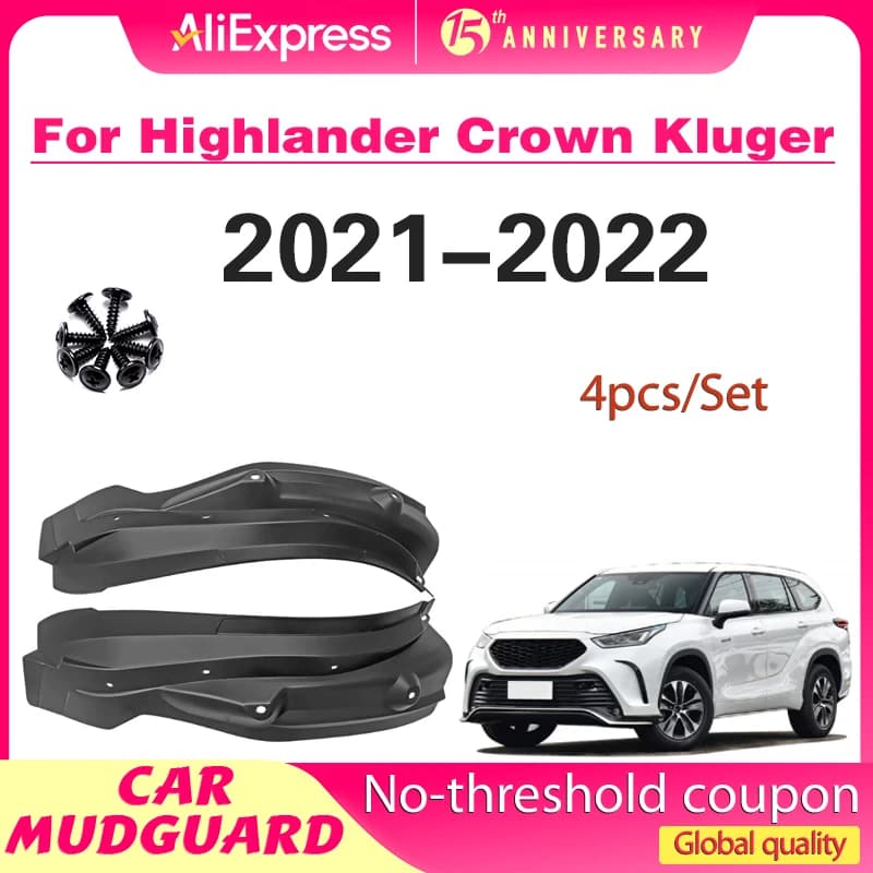 Mudguard for Toyota Highlander Crown Kluger 2021 2022 Car Fender Anti Dirt Cover Rear Tire Protection Mat Modification