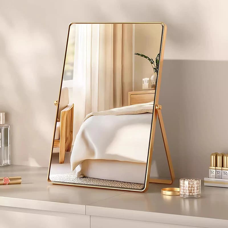 Folding Makeup Mirror Gold Decoration Aesthetic Square Cosmetics Mirror Dressing Table Funky Girls Spiegel Wand Home Products