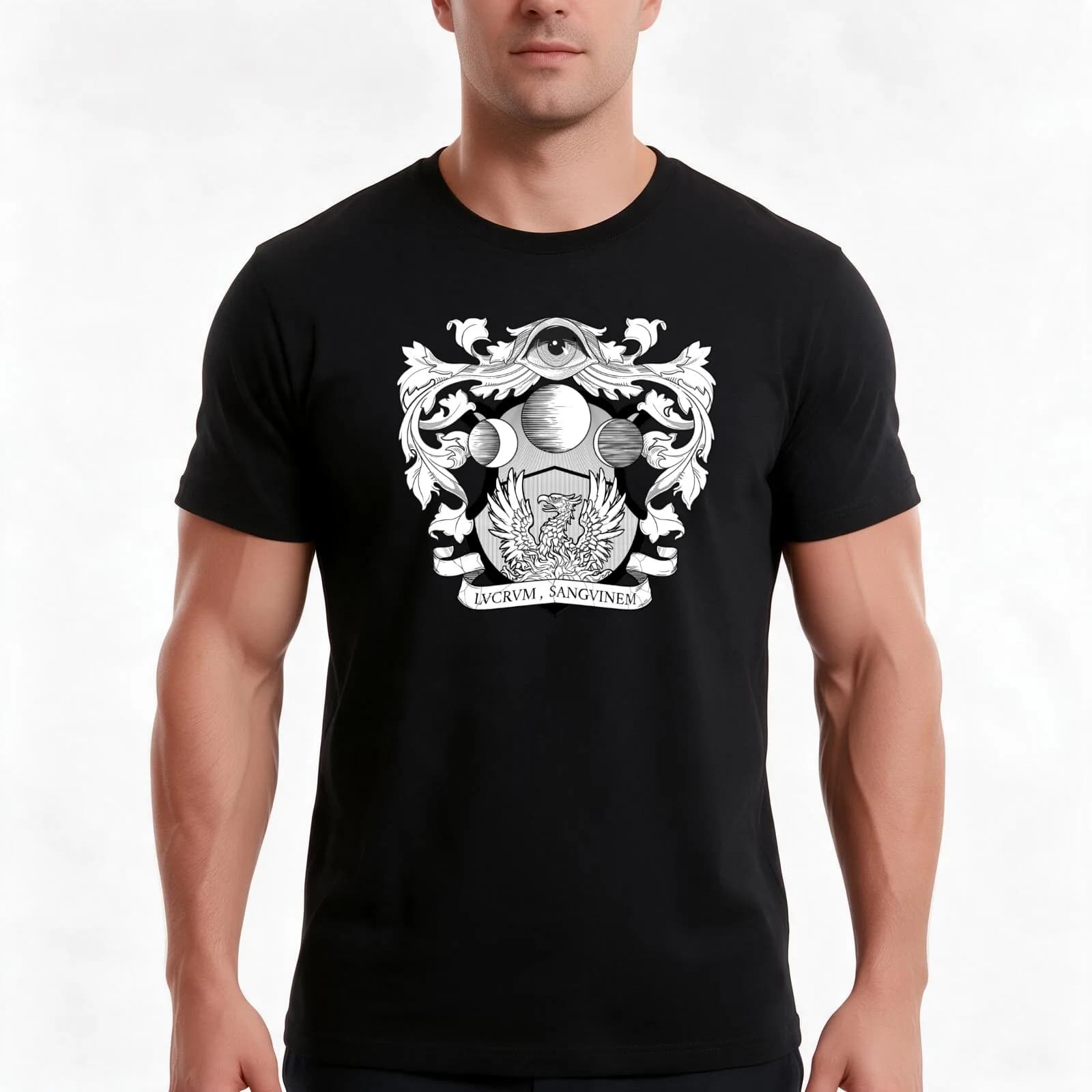 AXLP Crest (b/w) T-Shirt, Summer Casual Cotton Tee, Oversized Streetwear Tops, Vintage Graphic Print, Loose Fit Short Sleeve
