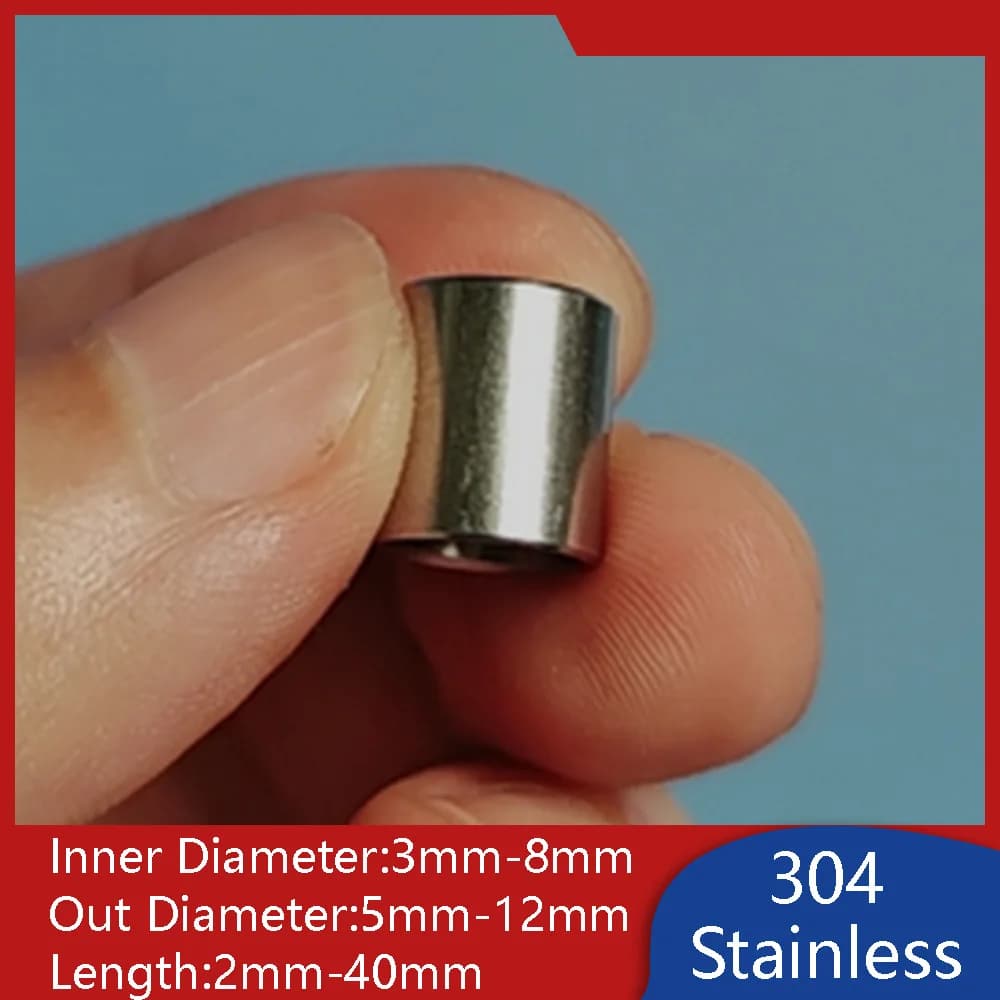 304 Stainless Steel Round Spacer Bushing Sleeve Standoff Mini Short Tubing Inner Diameter 3mm-8mm Length 2mm-40mm