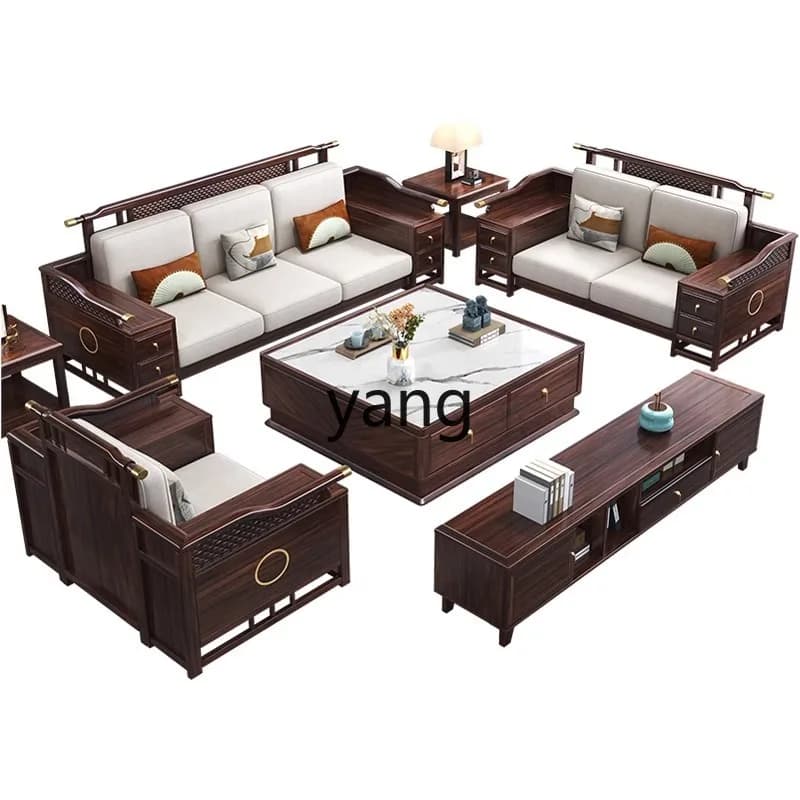 LH new Chinese sofa ebony wood size light luxury villa living room sofa
