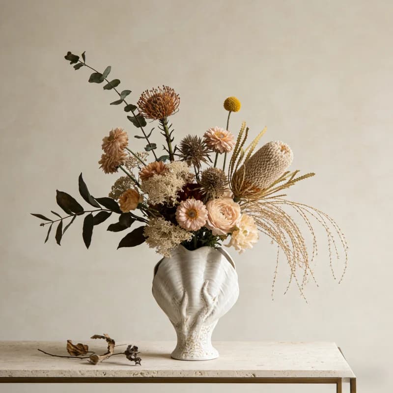 Nordic Ceramic Vase For Dried Flower Decoration Creative Floral Display Piece Remium Craft Ornament