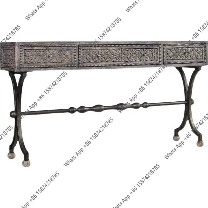Xc N68 French Solid Wood Entrance Table Comb Retro Old Foyer Entrance Table American Decorative Cabinet