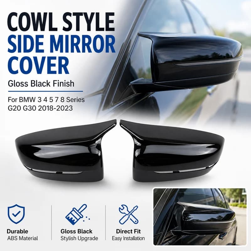 Car For BMW 3 4 5 7 8 Series G20 G30 2018-2023 Gloss Black Cowl Style Side Mirror Housing Cover Replacement Cap