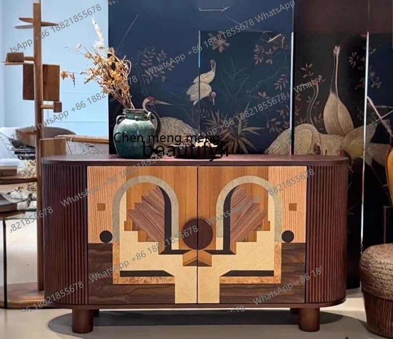 X  Retro solid wood entrance, dining side cabinet entry, storage, decorative locker
