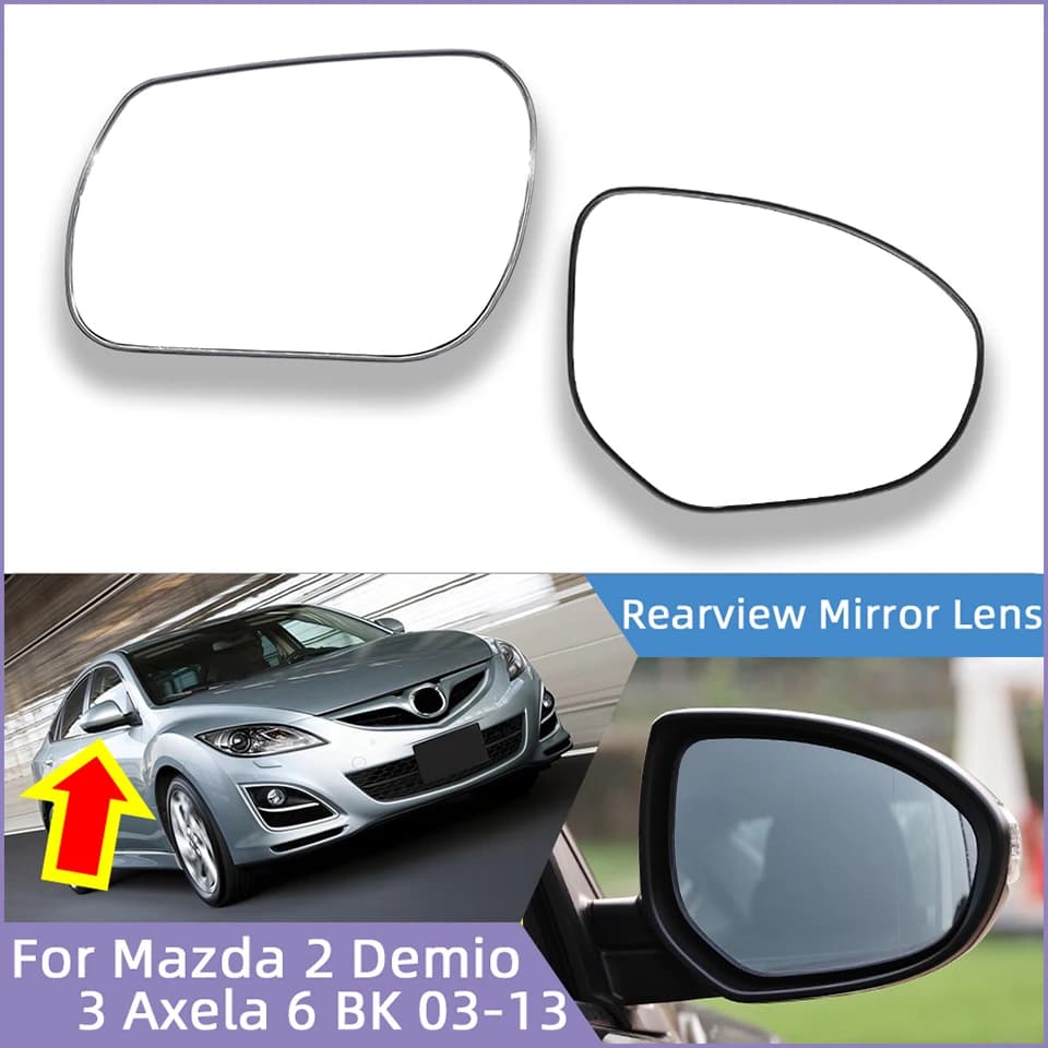 Left Right Side Rearview Lens For Mazda 2 Demio 3 Axela 2009 2010 2011 2012 2013 Mazda 6 BK 2003-2009 With Heated Function