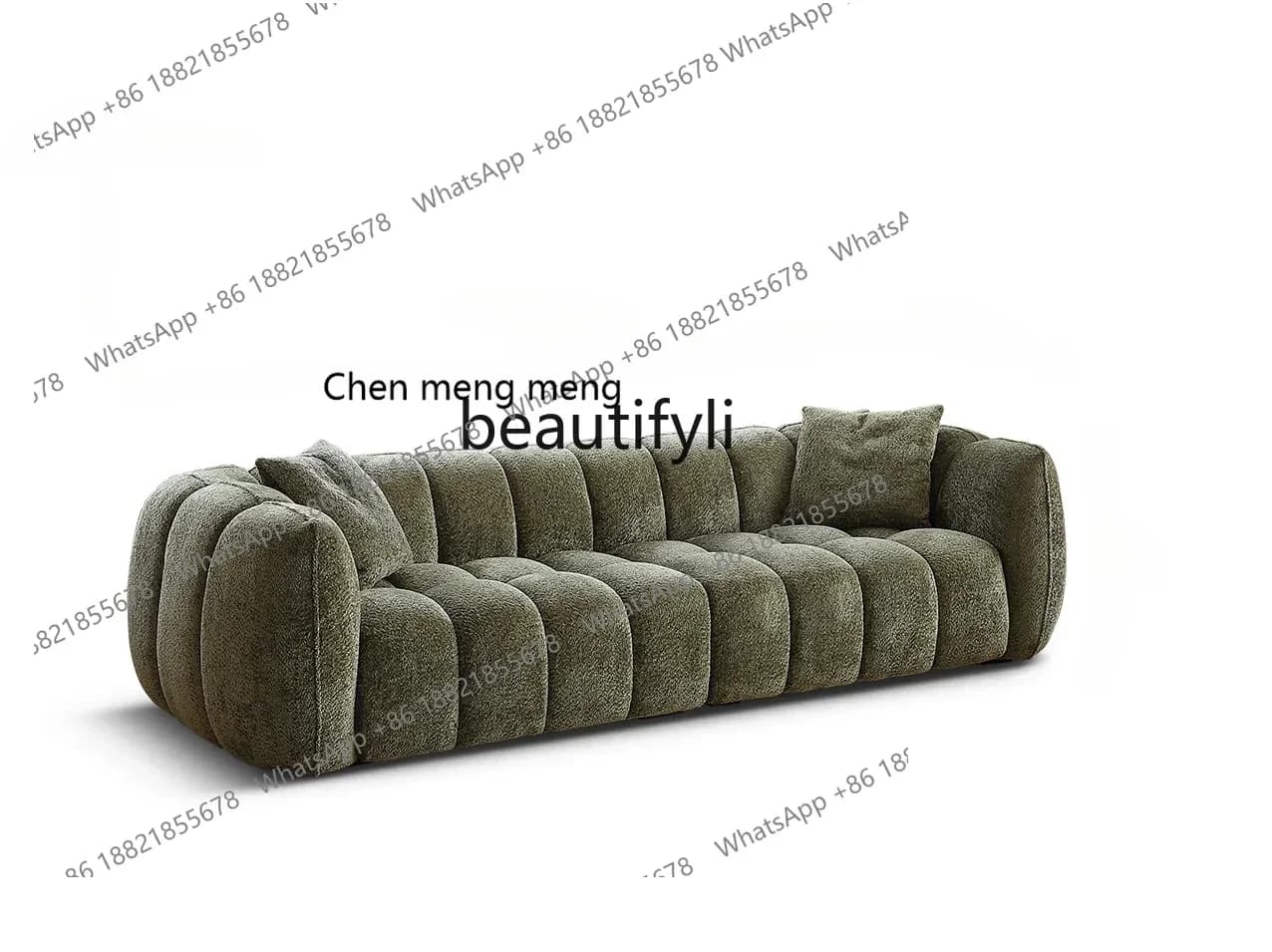 xx1Pumpkin sofa French retro cream style fabric sofa modern simple living room straight sofa