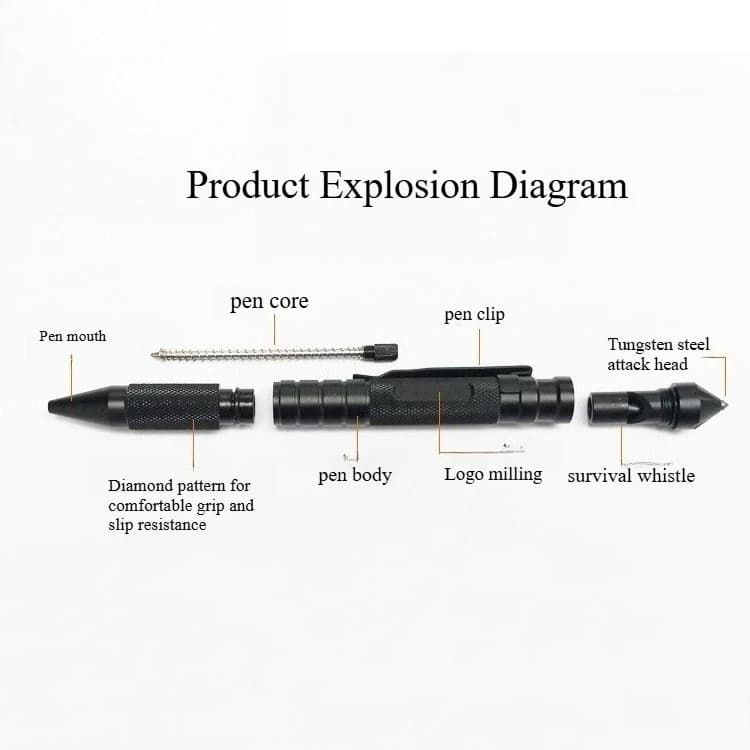 Wolf resistant tungsten steel tactical pen, self-defense pen, outdoor defense pen, tool, window breaking hammer
