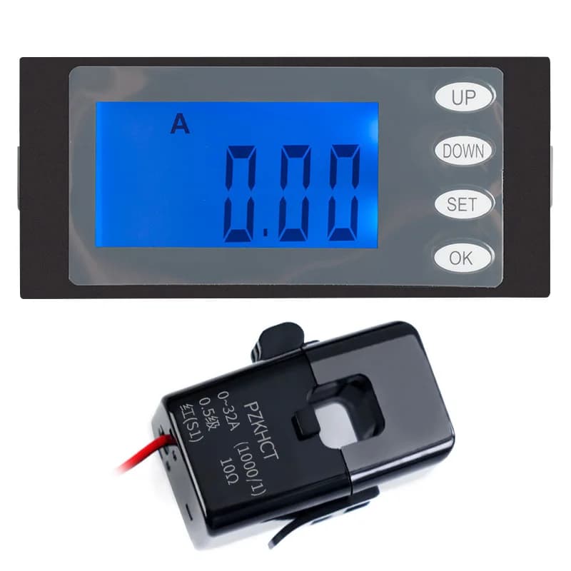 PZEM006 Single Phase Digital AC Meter LCD Wattmeter 220V Voltmeter Current Voltage Power Energy Tester Panel Kwh Monitor With CT