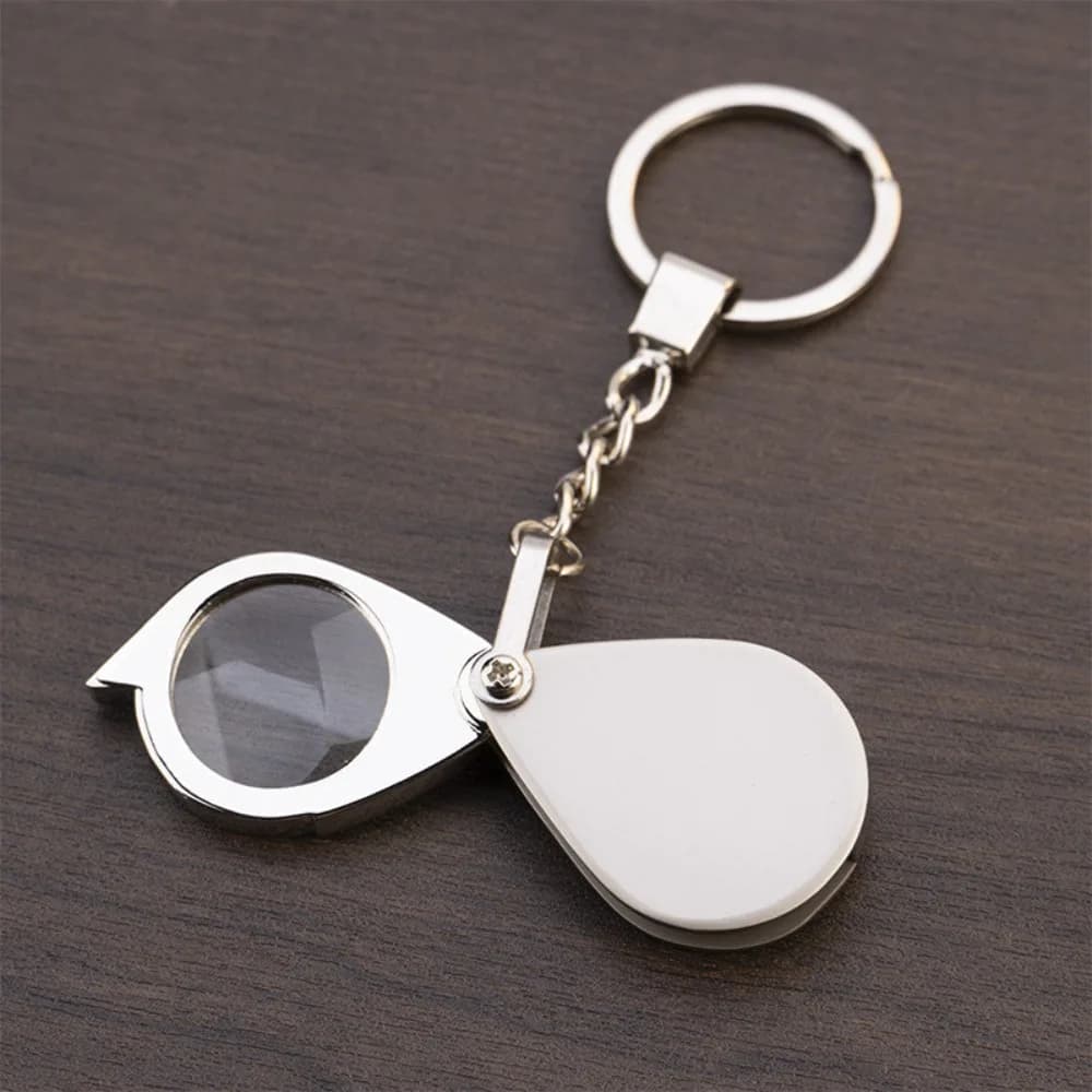 15X Folding Keychain Magnifying Glass Compact Portable Pocket Loupe Multifunctional Reading Holiday Decor Gift