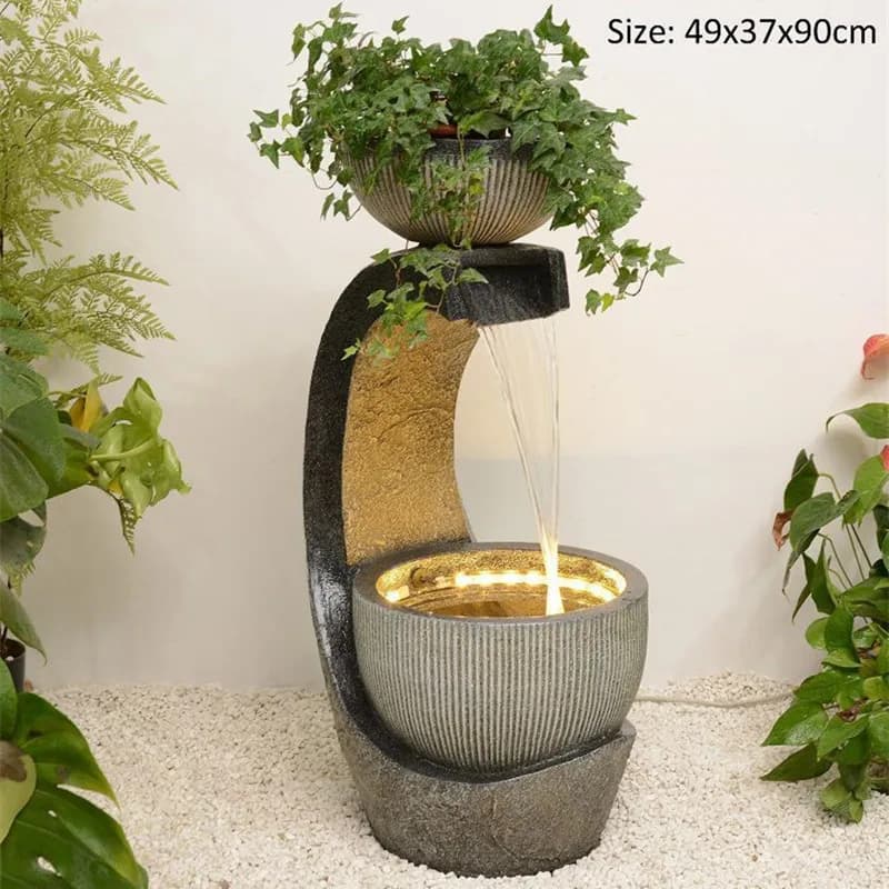 Yjq rockery fountain feng shui wheel lucky flow ornament living room circulating water landing opening gift office decoration