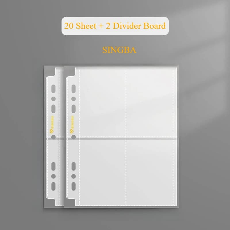 SINGBA Binder Pages 22 Sheet Pack Matte Clear Photocard Holder Binder Refills Sleeve Acid Free for 3"/3.5" Pokemon Yu-Gi-Oh Card