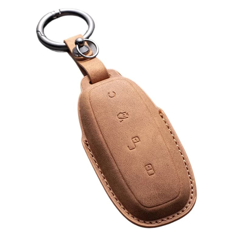 PU Leather Key Fob Cover for 2022-2023 DENZA D9/N7 (EV/DM-i/PHEV), Premium Soft Full Coverage Protective KeyCase with Keychain