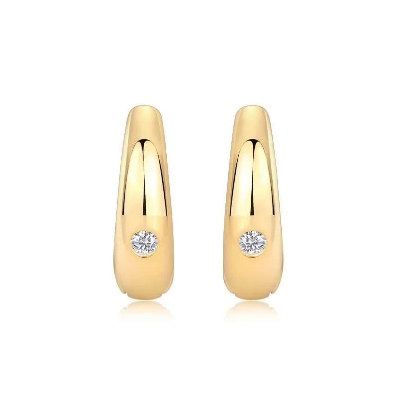 Hot Sale Gold Stud Earrings Premium Sense 925 Silver Personalized Retro Moissanite Earrings Women's Simple Earrings Round