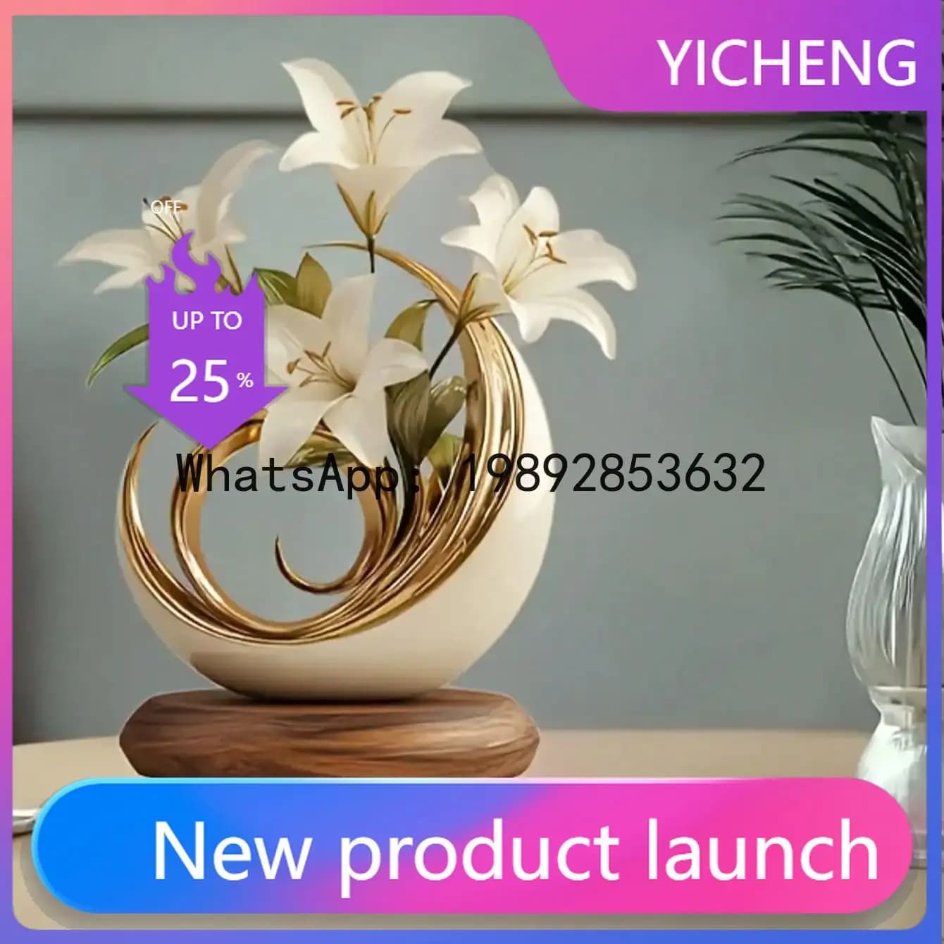 LYY 1 piece of lily desktop decoration ornament suitable for living room desktop and office decoraValentine Day wedding decor