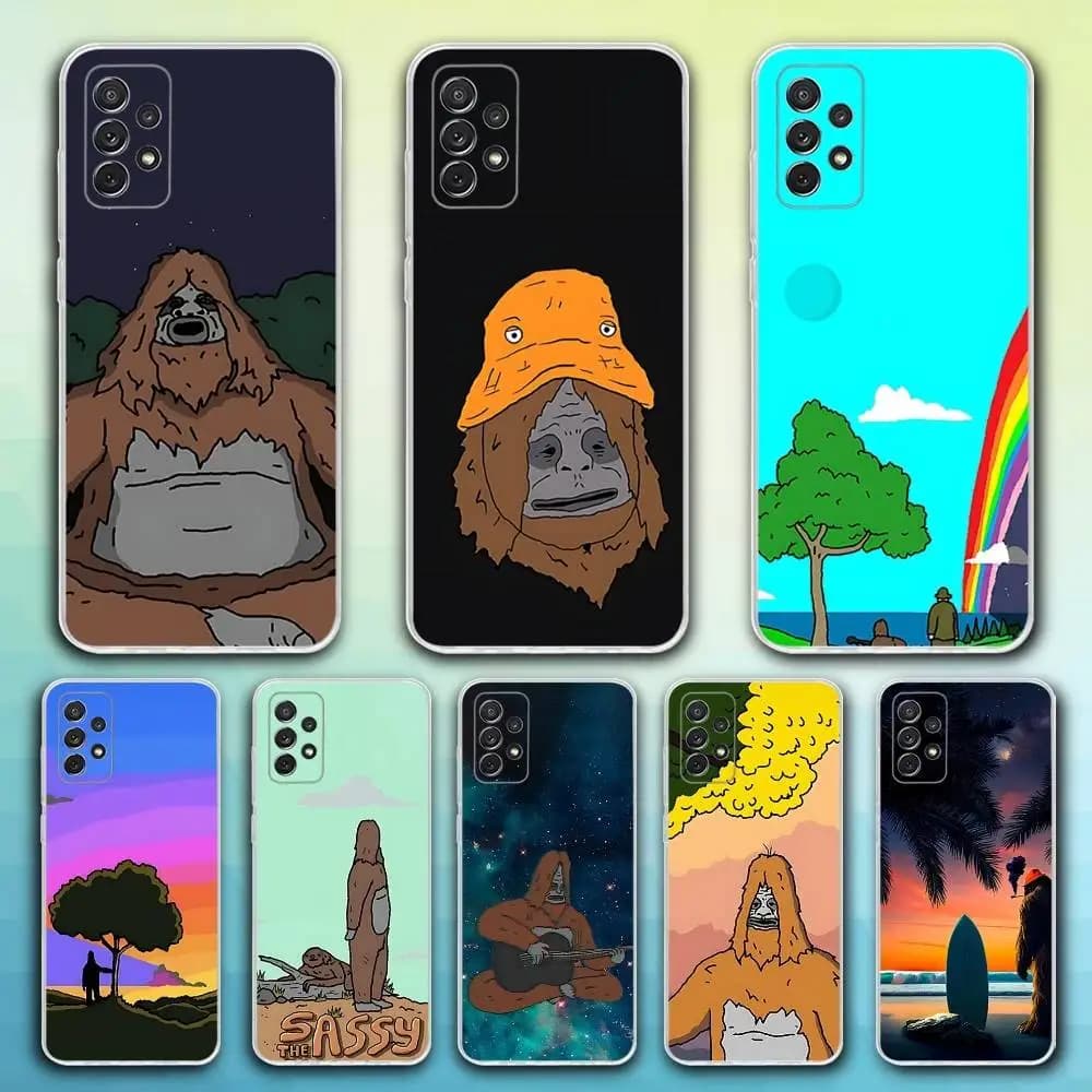 Phone Case For Samsung S30,23,21,22,20, FE lite,S10,9,8,7 PIus Note20ultra Soft S-Sassy The S-Sasquatch Transparent