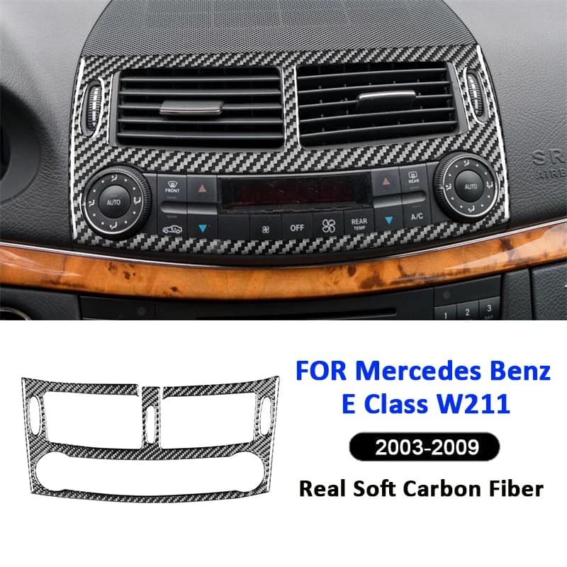 Carbon Fiber Car Central Console Air Conditioning Outlet Panel Frame Decoration Sticker For Mercedes Benz E Class W211 2003-2009