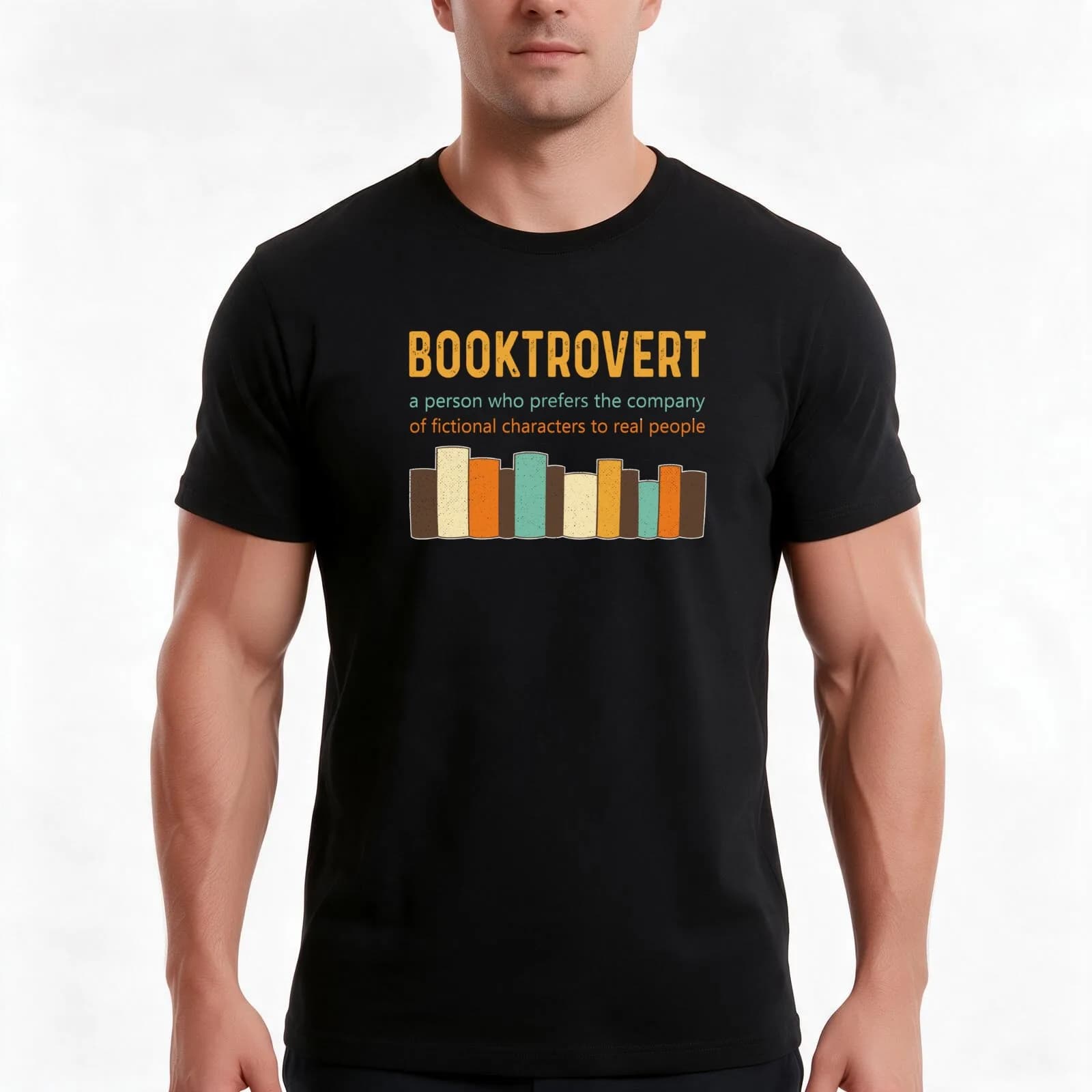 Booktrovert 1 T-Shirt, Summer Casual Cotton Tee, Oversized Streetwear Tops, Vintage Graphic Print, Loose Fit Short Sleeve