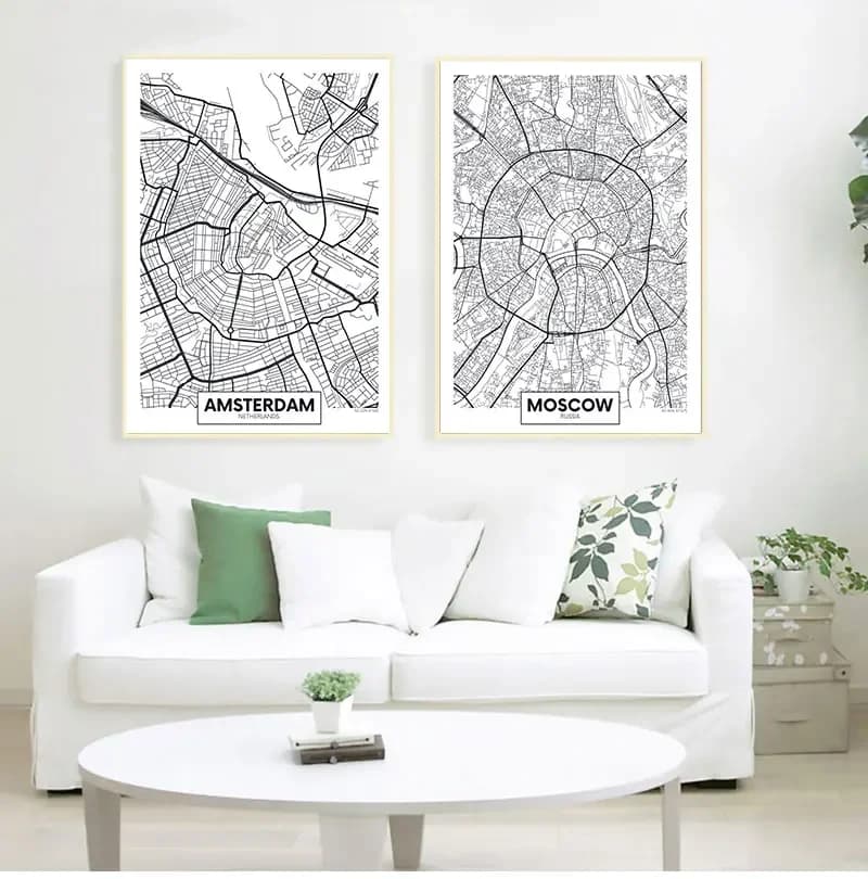 Black  White Word Poster City Map Paris London New York Nordic Print Canvas Painting Wall Picture for Living Home Decor