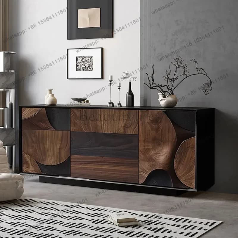 LJY Walnut Modern Living Room Cabinets Long Nordic Drawers Storage Living Room Cabinets Bedroom Shoe Szafki Do Salonu Furniture