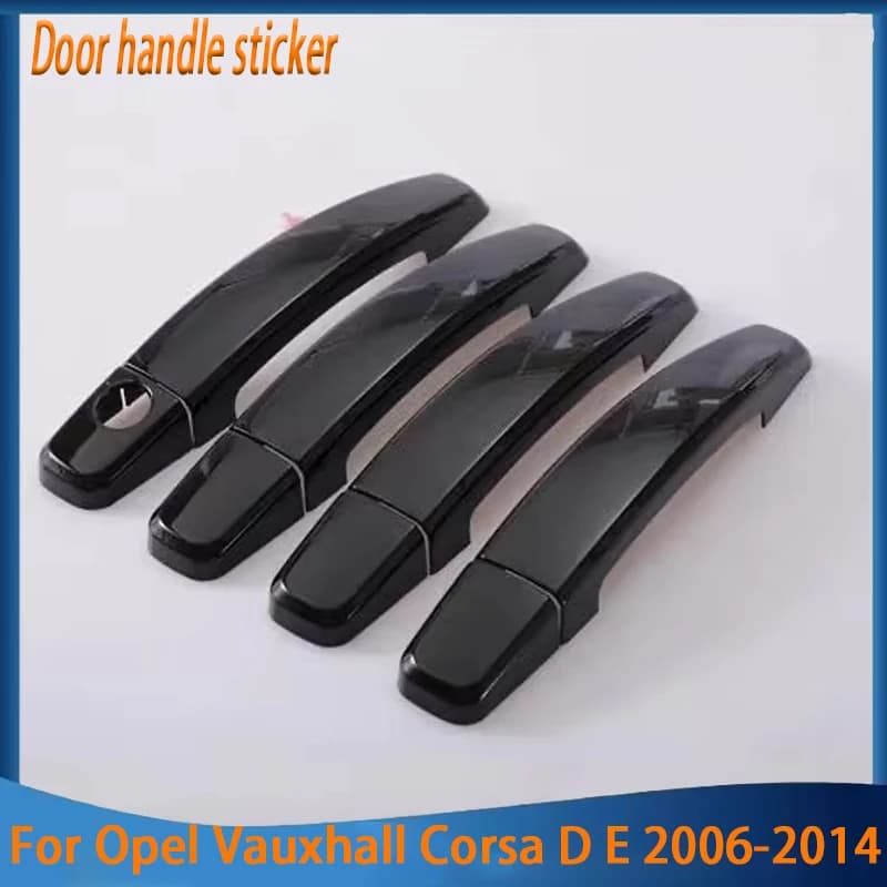 Glossy Black Carbon Fiber Chrome Car Door Handle Cover Stickers Styling Auto Accessories For Opel Vauxhall Corsa D E 2006-2014