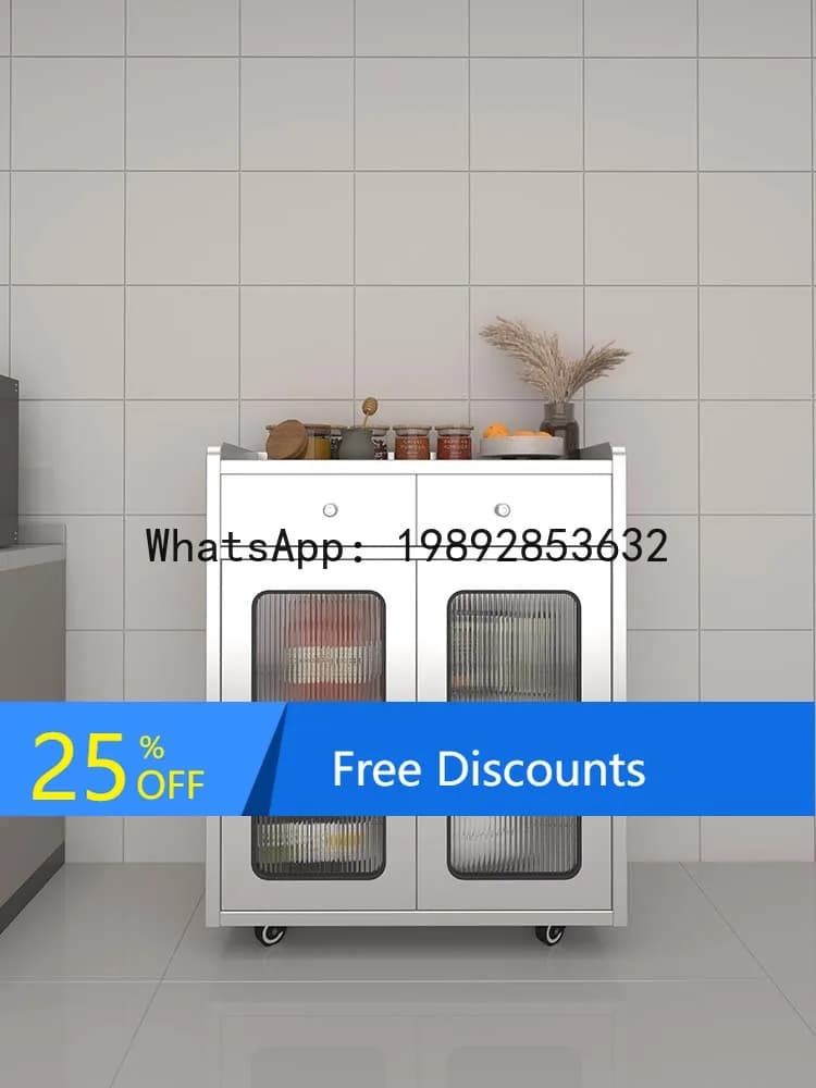 YFY Stainless Steel Sideboard Cabinet for Home Kitchen, Bowl Cabinet, Dining Room Prep Table, Tea Cabinet, Pot Storage