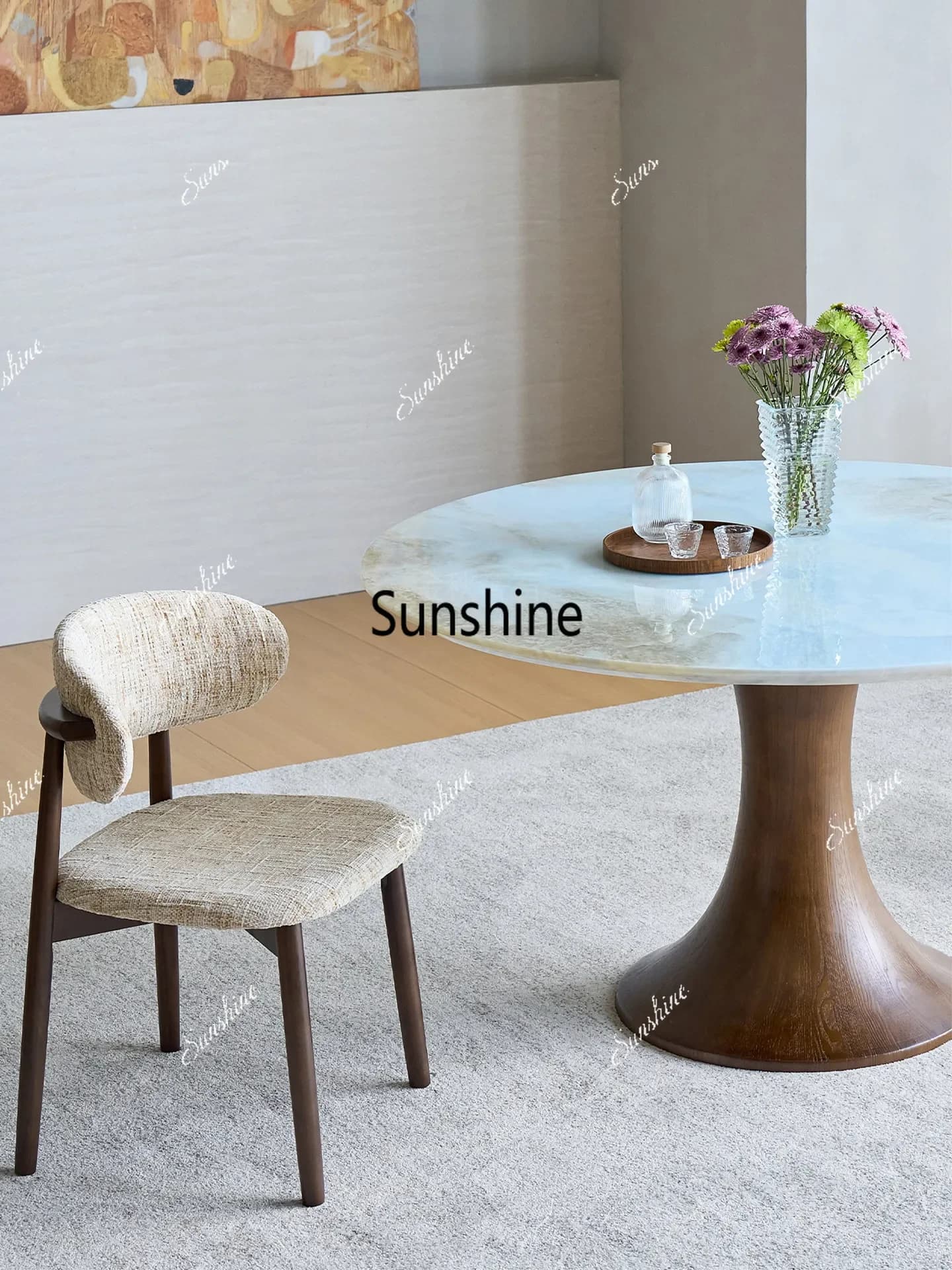 French medieval style simple niche round table small apartment durable atmosphere