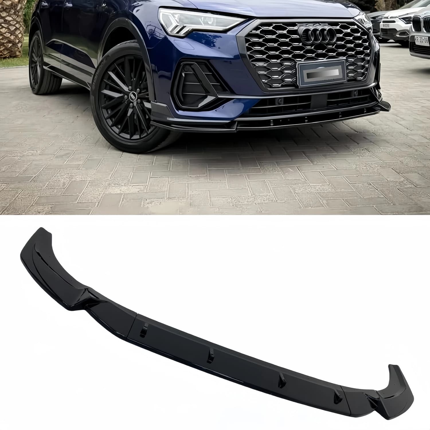 3Pcs Gloss Black Car Front Bumper Lip Splitter For Audi Q3 MK2 F3 S-line Sportback 2.0 TFSI TDI 2019-2024 Tuning Body Kits