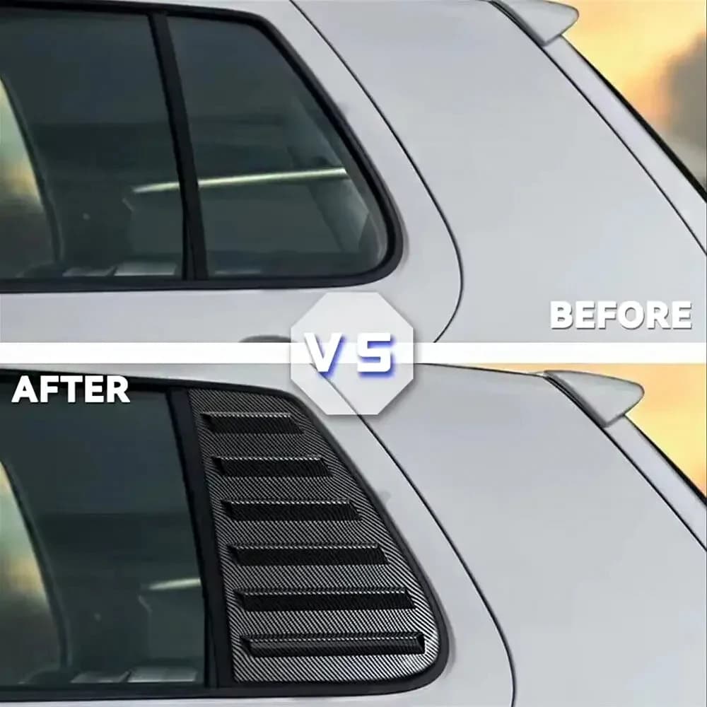 Exterior Car Rear Windows Triangle Louver Cover Stickers Rear Louver Window Side Shutter Fit For VW GOLF 4 MK4 1997-2006