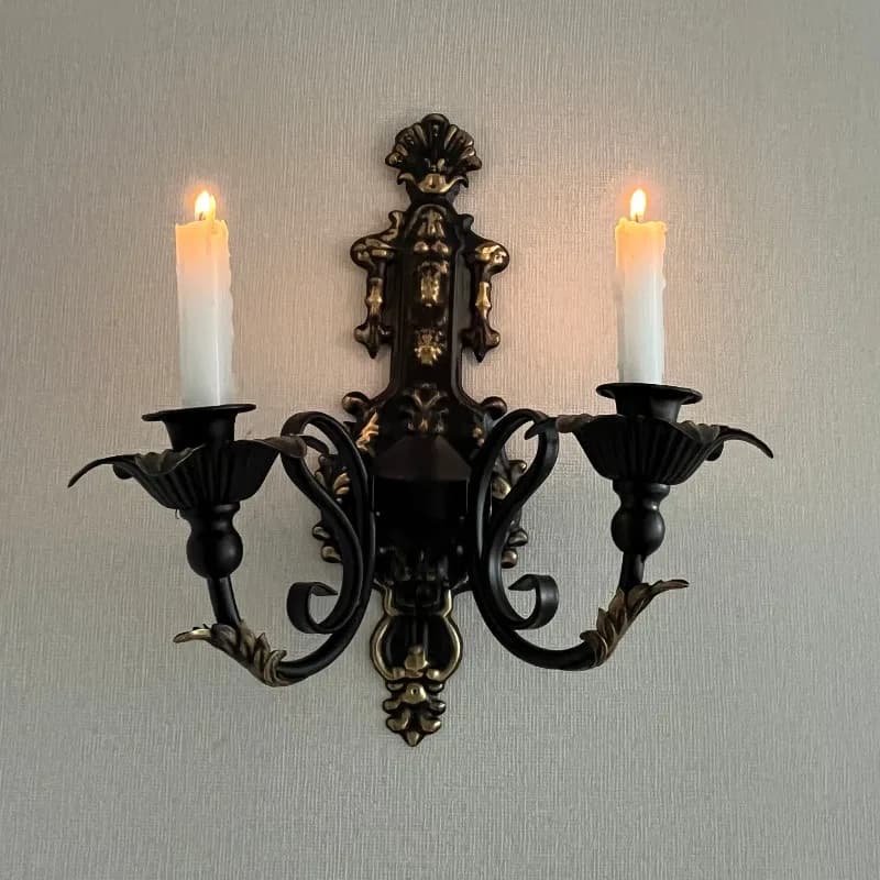 2 PC Candle Holder Home decoration Retro Candlestick for Candles Wedding Home Bedroom Yard Banquet Living Room Wall Sconce