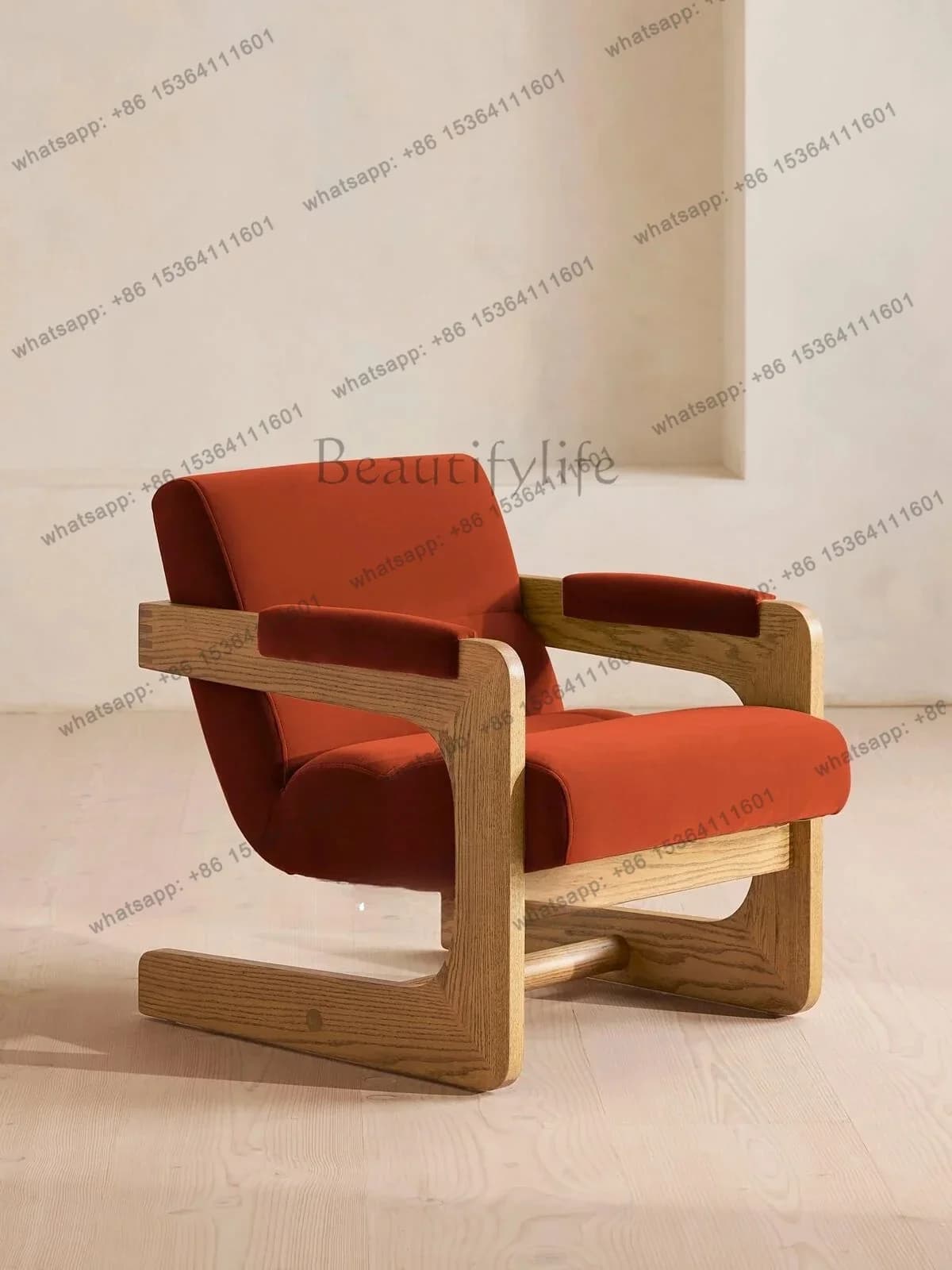 yj21 Retro style medieval, solid wood single sofa light luxury homestay balcony, living room leisure chair
