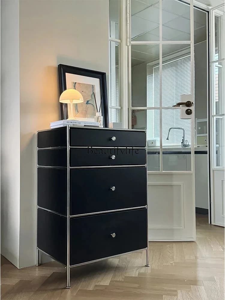 Module Combination Stainless Steel Side Chest of Drawers  Living Room Side Cabinet