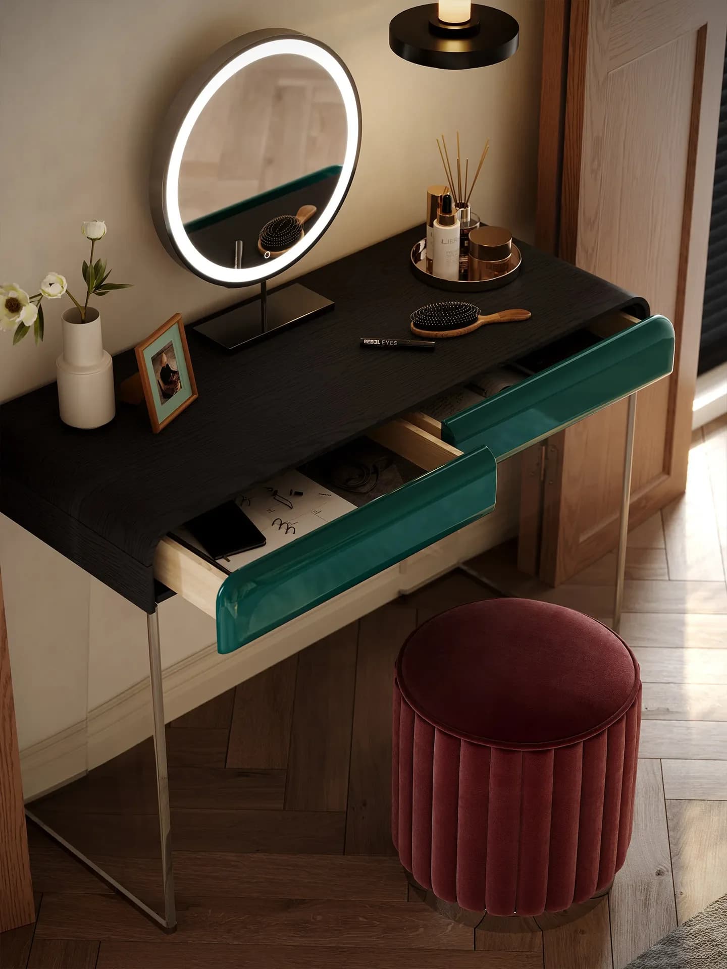 DSA retro solid wood dresser bedroom light luxury dressing table master bedroom simple small apartment makeup table