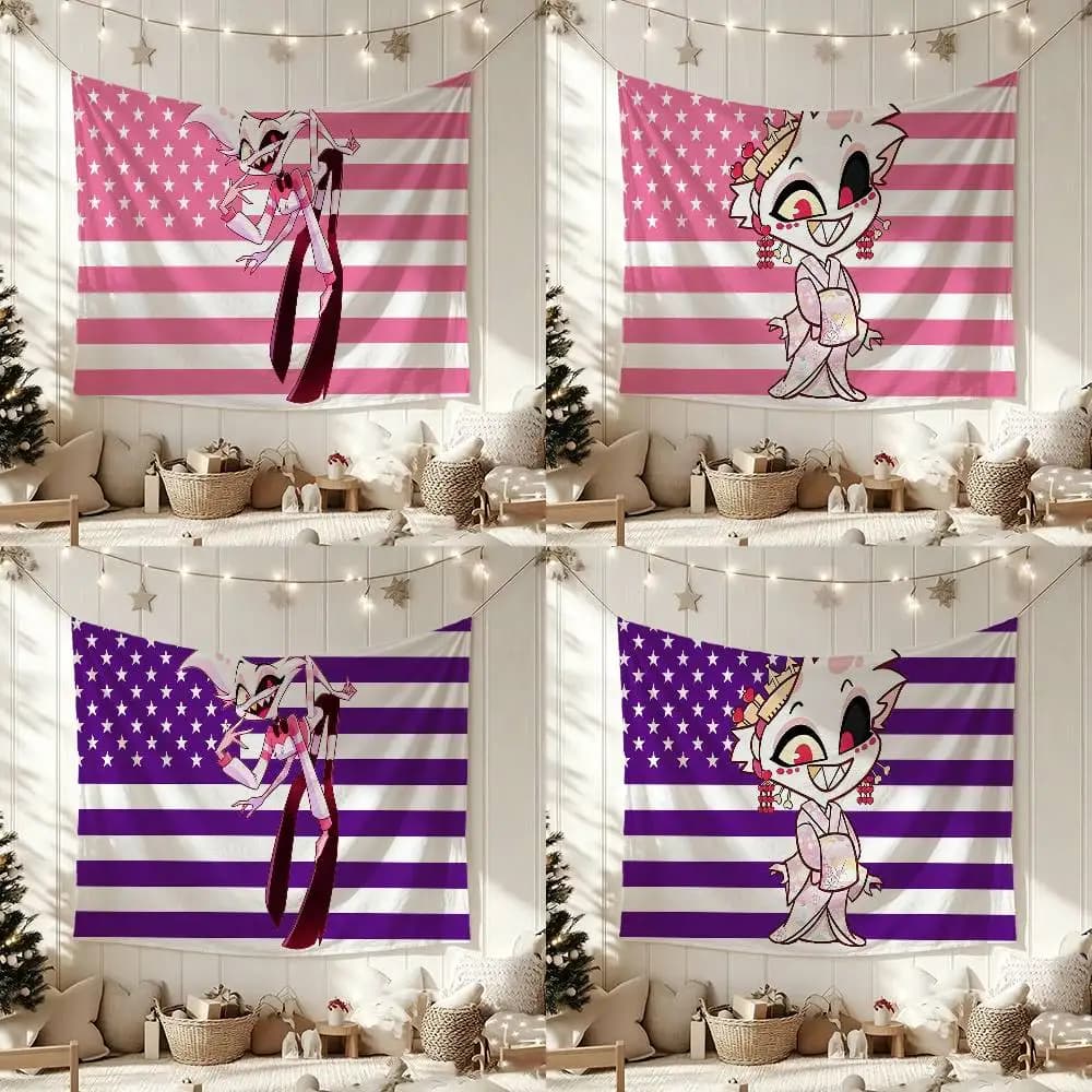 H-Hazbin H-Hotel Angel Dust Flag Outdoor Decorations for Bedrooms Home Decor Items Decoration Banners