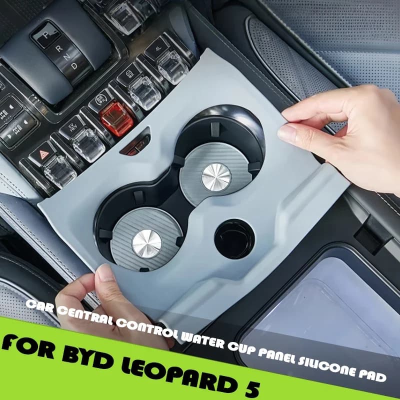Car Center Control Panel Silicone Pad Fit for BYD Leopard 5 2023-2025 Modified Auto Center Control Water Cup Protection Pad