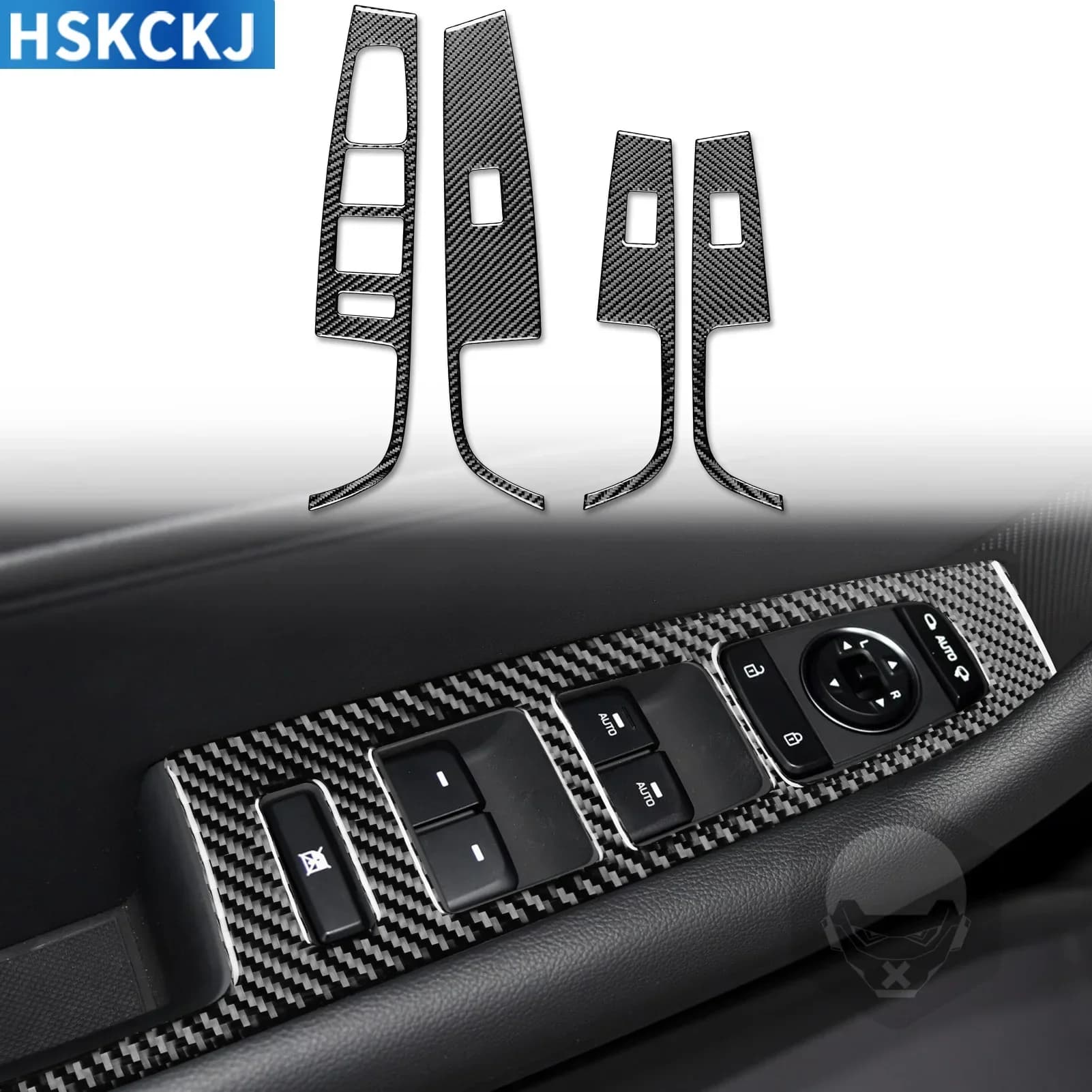 For Hyundai Sonata 2015—2017 Real Carbon Fiber Window Lift Switch Panel Cover Trim Sticker Interior Decorative Accessories