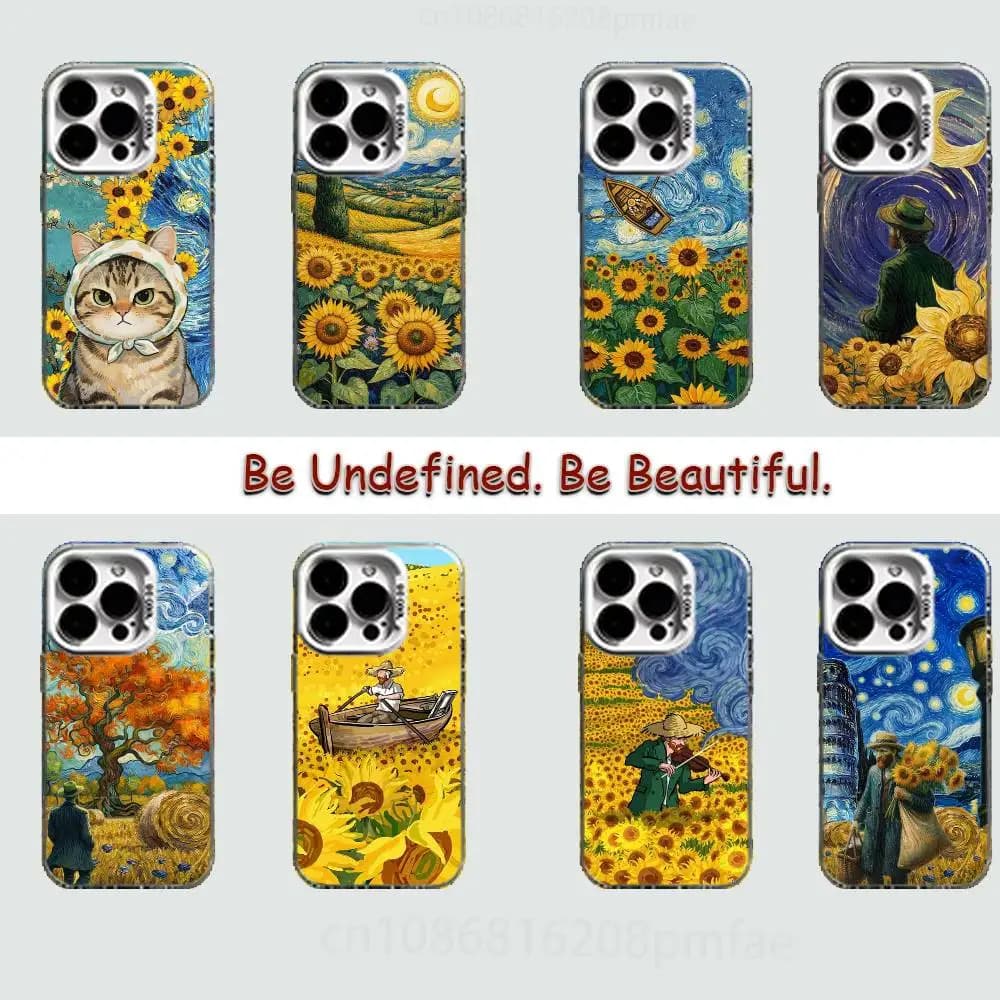 Van Gogh Sunflowers White Shockproof Phone Case For iPhone 17,16,15,14,13,12,11,Pro,XS,Max,Plus,Mini,SE