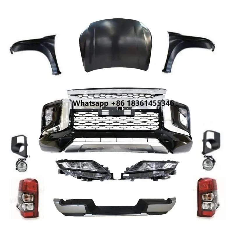 For Triton L200 2015-2019 Change Upgrade to 2020 2021 Car Front Rear Bumper Facelift Wide Conversion Bodykit Body