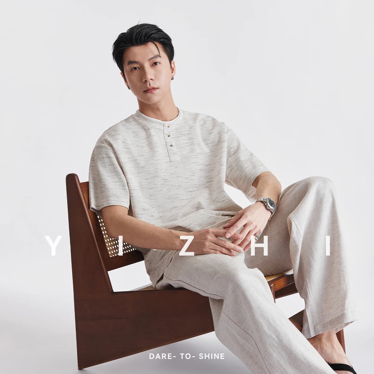 Men Lyocell Heather Yarn Henley Neck Short Sleeve T-Shirt 2026 Summer Fake Two Piece Loose Casual Mature Style Mens Top