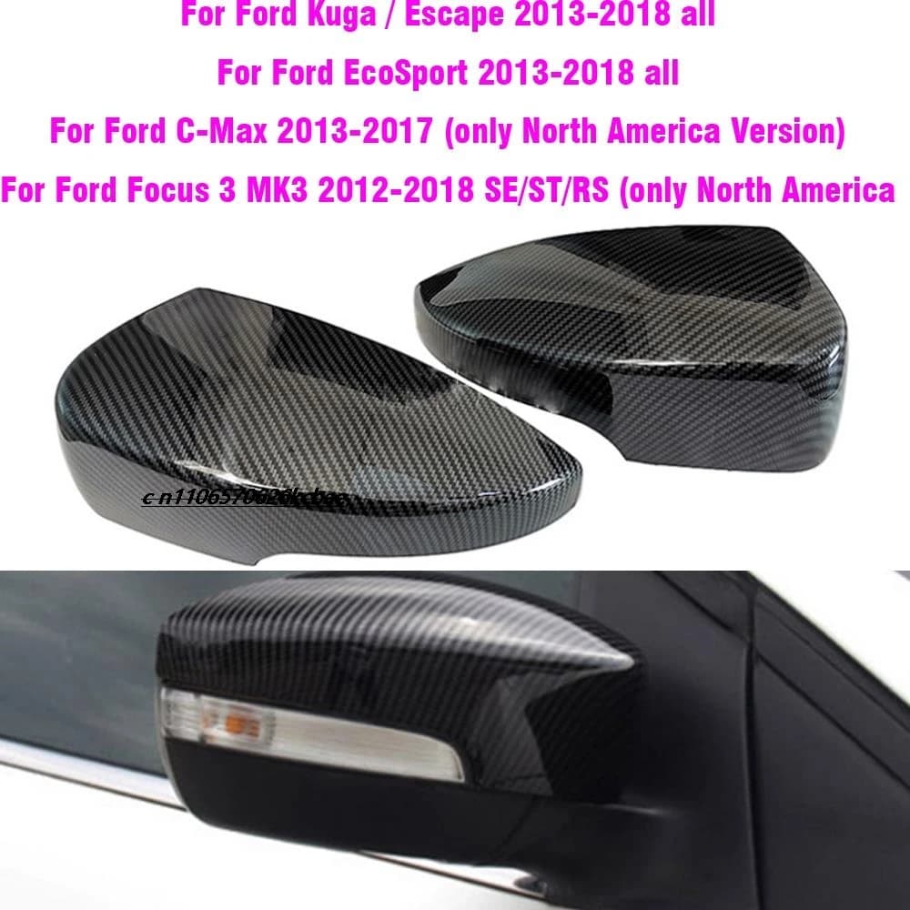 Carbon fiber textured mirror housings and rearview mirror covers suitable for modifying the US version of Ford Focus C-Max