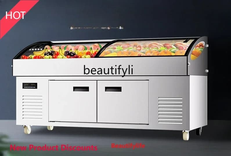 Ladder Ice Table Display Cabinet Barbecue Seafood Refrigerated Cabinet Commercial Cold Dish Fresh Cabinet