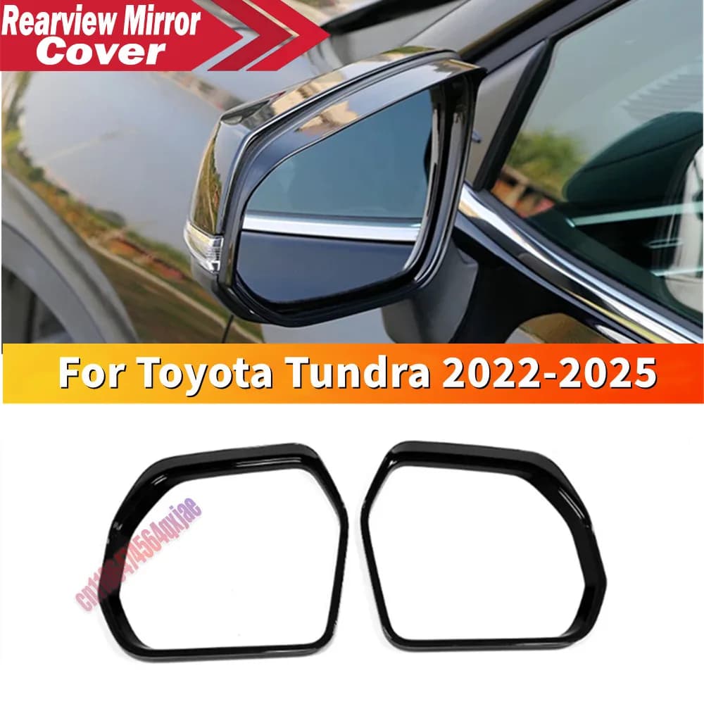 For Toyota 2023 2024 2025 Tundra Sequoia Car Rainproof Rearview Mirror Eyebrow Protector Cover Frame ABS Accessories