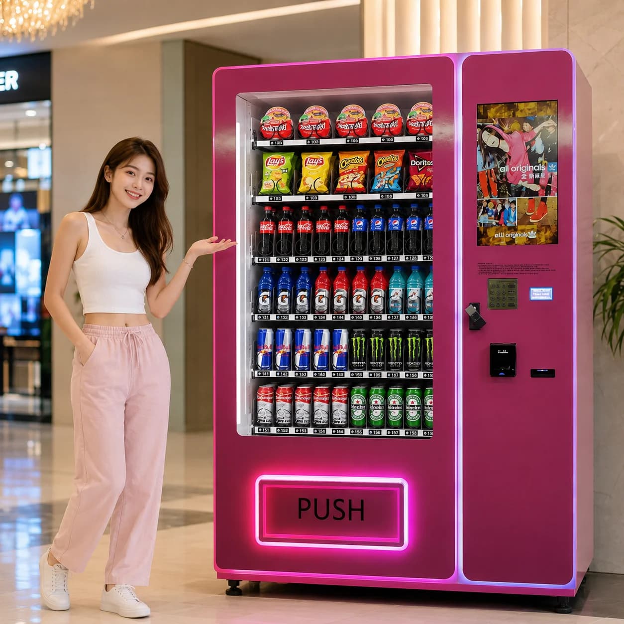 RUNYANG Custom Beverage Coin Operated Touch Screen Snacks Drink Automatic Vending Machine for Foods and Drinks