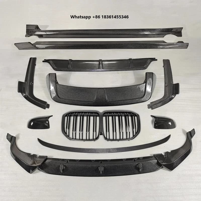 For X7 G07 Pre Real Carbon Fiber Aerodynamic Body Kit Front Rear Lip Side Skirts Spoiler Gr DurablePremium Car Accessories