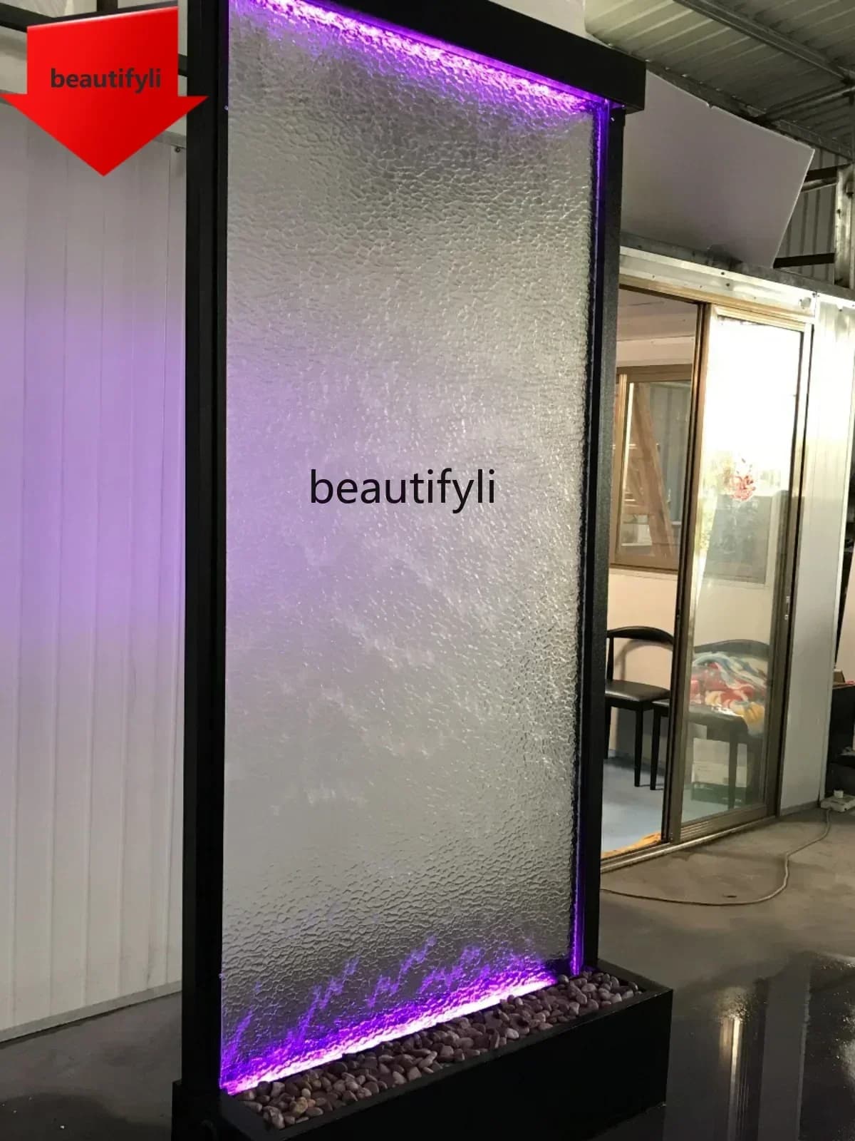 Q181 Glass  Water Curtain Wall Fountain Indoor Partition Screens Modern Water System Decoration